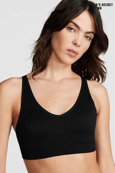 Victoria's Secret PINK Pure Black Non Wired Lightly Lined Seamless Air Sports Bra (K79641) | €33