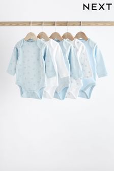 Blue 5 Pack Bear Long Sleeve Baby Bodysuits (K79651) | INR 1,323 - INR 1,544