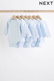 Blue 7 Pack Bear Long Sleeve Baby Bodysuits (K79653) | 100 zł - 110 zł