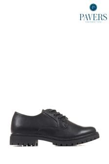 Pavers Dark Black Pavers Lightweight Lace-Up Black Shoes (K79666) | $60