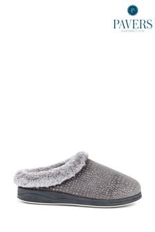 Pavers Grey Patterned Full Slippers