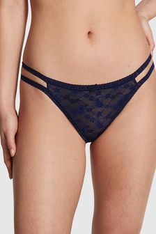 Victoria's Secret PINK Midnight Navy Blue Thong Butterfly Lace Knickers (K79737) | €10.50