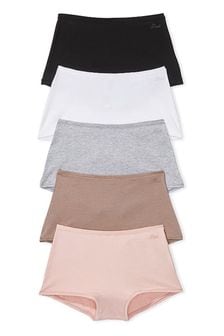 Victoria's Secret PINK Black/Grey/White/Brown/Pink Short Cotton Multipack Knickers (K79740) | kr490