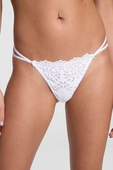 Victoria's Secret PINK Optic White Eyelet Lace G String Knickers (K79751) | €10.50
