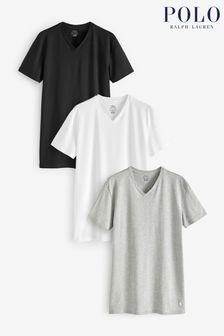 Polo Ralph Lauren Grey/White V-Neck T-Shirts 3 Pack (K79861) | €68