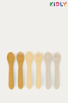 KIDLY Natural Silicone Spoon & Fork Set 6 pack (K79891) | €9