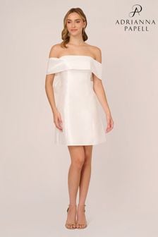 Adrianna Papell Mikado Bow Short White Dress (K79912) | ₪ 850