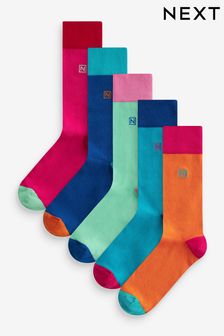 Multi Bright Mix 5 Pack Embroidered Lasting Fresh Socks (K79927) | $24