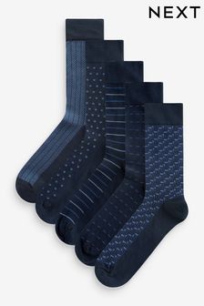 Mixed Blue Pattern Smart Socks 5 Pack (K79940) | $25