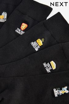 Black Father's Day Cheese Fun Embroidered Socks 5 Pack (K79955) | HK$121