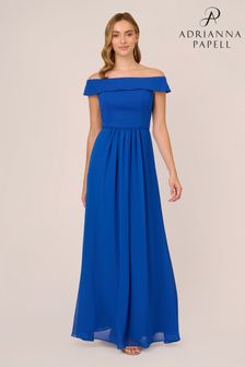 Adrianna Papell Blue Crepe Chiffon Gown (K79961) | 688 QAR