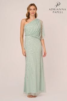 Adrianna Papell Green Long Beaded Dress (K79967) | kr3,232