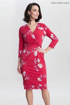 Gina Bacconi Red Darcy Jersey Wrap Dress