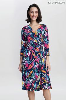 Gina Bacconi 蓝色 Carmel 针织交叉连衣裙 (K79995) | NT$6,070