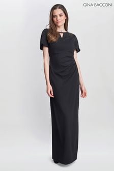 Gina Bacconi Betsy Maxi Black Dress With Keyhole Neck (K80009) | €133