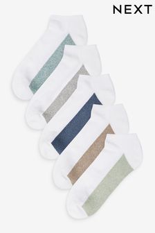 White Ground 5 Pack Cushioned Trainers Socks (K80021) | SGD 21