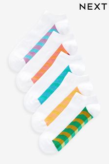 White/Bright Wave 5 Pack Pattern Footbed Trainers Socks (K80025) | €12
