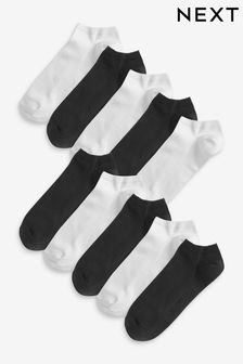 White/Black 10 Pack Trainer Socks (K80032) | AED58