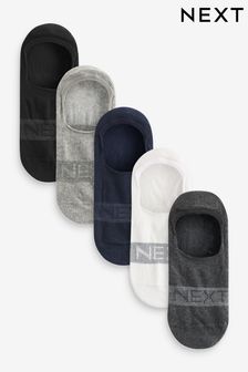 Grey/Black/White 5 Pack Invisible Trainers Socks (K80037) | LEI 66