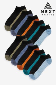 Black Bright 10 Pack Cushioned Trainers Socks (K80041) | SGD 39