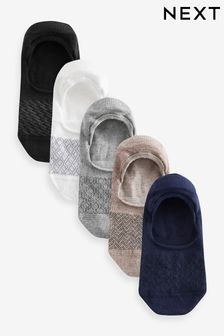White/Black/Grey Texture 5 Pack Invisible Trainers Socks (K80060) | $16