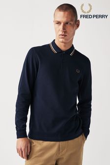 Темно-синий/песочный - Мужская футболка-поло с контрастной отделкой Fred Perry (K80116) | €132