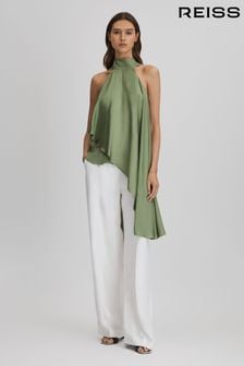 Zelena - Reiss Elsie Asymmetric Draped Blouse (K80542) | €180