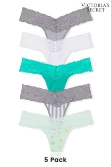 Bela/siva/modra - Victoria's Secret Lace Waist Thong  Multipack (K80655) | €31
