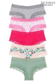 Grey/Pink/Nude/Green - Victoria's Secret Cotton Knickers Multipack (K80661) | kr460