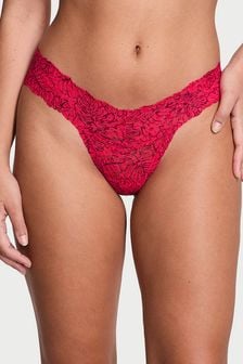 Victoria's Secret Hottie Pink Palm Leaf Thong Posey Lace Knickers (K80689) | €14