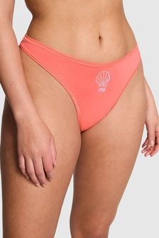 Victoria's Secret PINK Crazy For Coral Pink Seashell Thong Cotton Knickers (K80690) | €10.50
