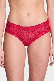 Victoria's Secret Hottie Pink Palm Leaf Cheeky Posey Lace Knickers (K80710) | €10.50