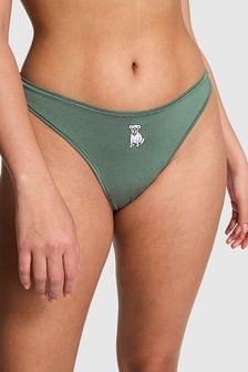 Victoria's Secret PINK Fresh Forest Green Dog Thong Cotton Knickers (K80731) | €10.50