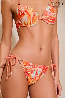 Lipsy Orange Printed Tie Side Rope Bikini Bottom (K80784) | €20