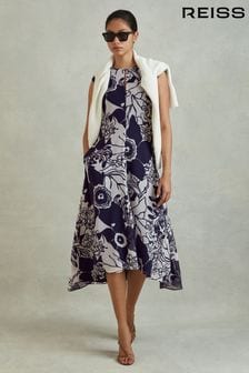 Платье миди с принтом и открытой спиной Reiss Becci (K80839) | €241