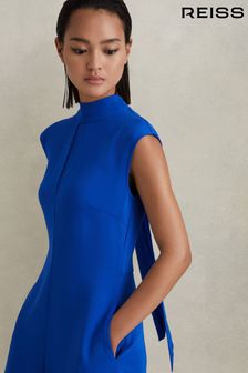 Синий кобальт - Приталенное асимметричное платье миди Reiss Libby (K80840) | €347