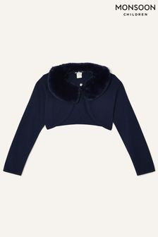 Monsoon Blue Supersoft Faux Fur Collar Cardigan (K80958) | €33 - €38