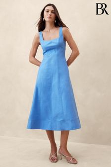 Niebieski - Banana Republic Sukienka midi Natalia z kwadratowym dekoltem (K80982) | 1,105 zł