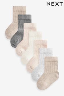Hnědá - Sada 7 párů žebrovaných ponožek pro miminka (0 m -2 let) (K81012) | 305 Kč