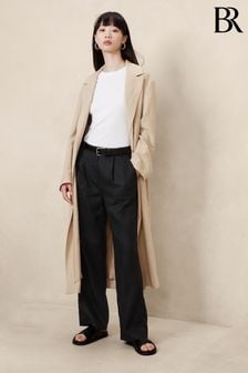 Черный - Льняные брюки прямого кроя Banana Republic Lina (K81028) | €119