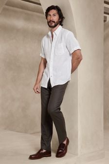 White - Banana Republic Castelletto Linen Shirt (K81071) | kr1 190