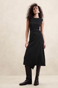 Banana Republic Black Cece Knit Wrap Dress (K81096) | kr1,688