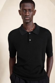 Черный - Хлопковая рубашка поло с короткими рукавами Banana Republic Point Sur (K81099) | €99