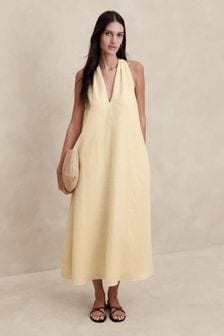 Banana Republic Yellow Pauline Linen Sleeveless V-Neck Midi Dress (K81113) | 222 €