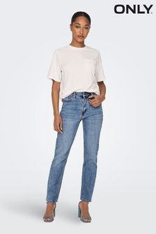 ONLY Blue High Waisted Straight Leg Veneda Jeans (K81166) | kr550