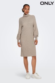 ONLY Brown Knitted Rollneck Dress (K81179) | kr493