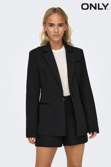 ONLY Black/Chrome Tailored Fitted Single Button Blazer (K81182) | SGD 106