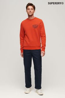 Orange - Superdry Athletic Script Flock Sweatshirt (K81202) | kr1 010