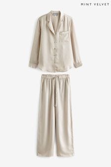 Mint Velvet Cream Wide Leg Pyjama Set (K81228) | OMR46