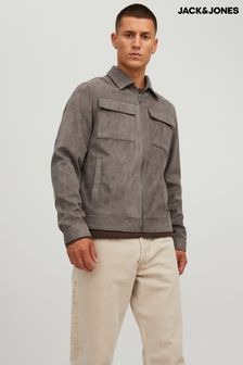 Коричневый - Jack & Jones куртка в стиле милитари из искусственной кожи на молнии (K81239) | €77